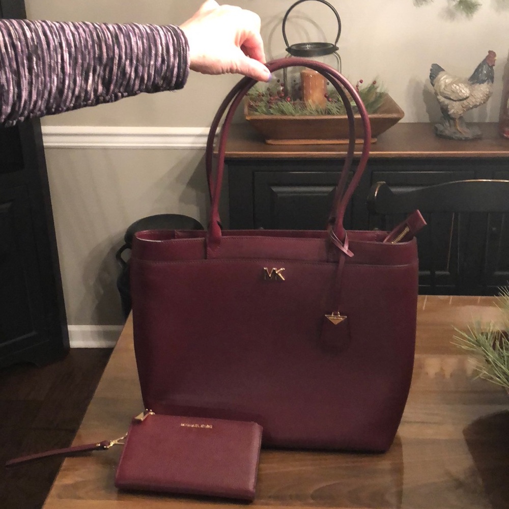 Michael Kors Burgundy leather tote with wallet